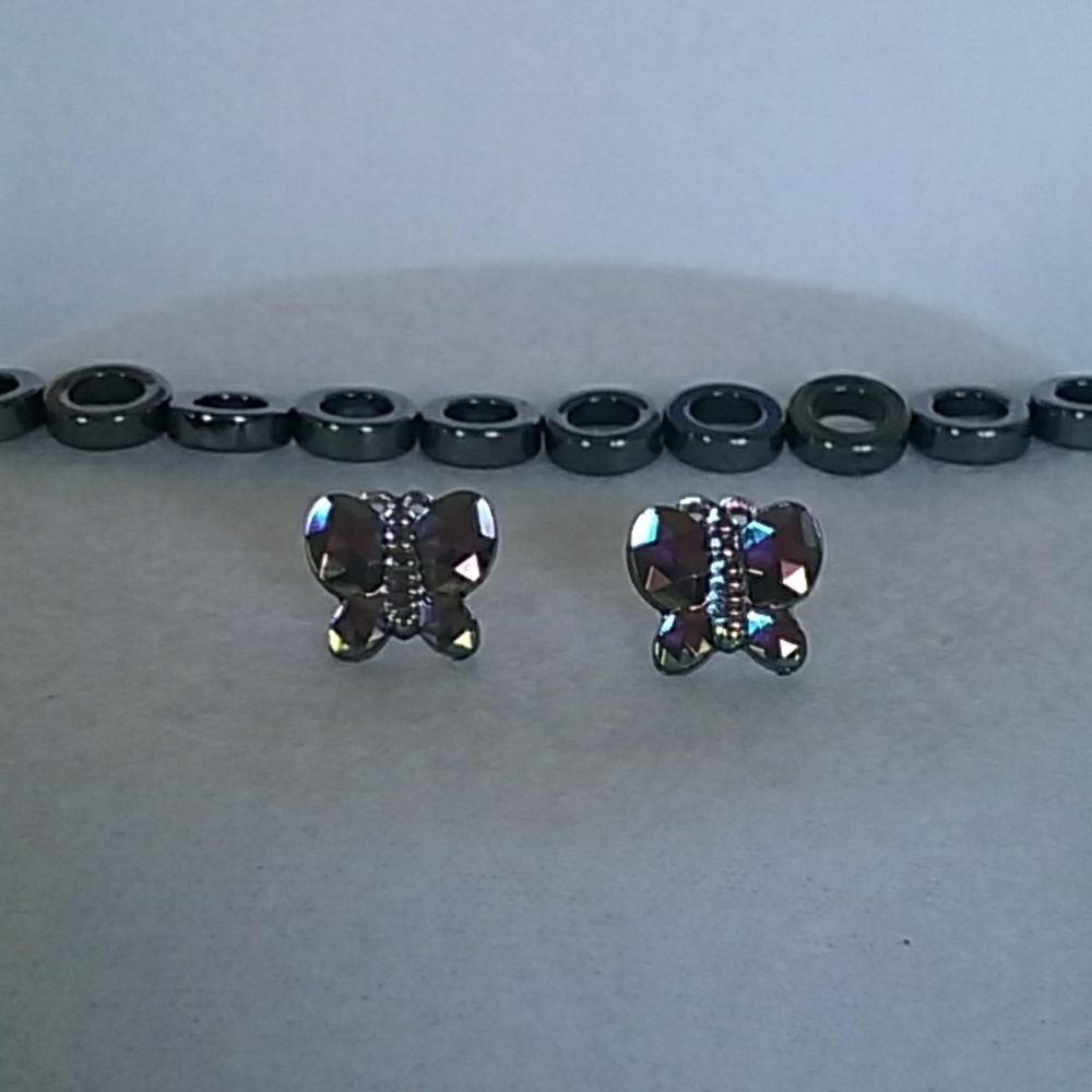Womens Iridescent butterfly post earrings
